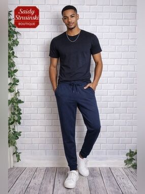 ATHLETIC Men's Navy Blue sport workout joggers Pants/size L